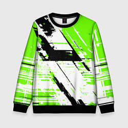 Свитшот детский Diagonal black and green stripes on a white backgr, цвет: 3D-черный