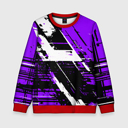 Свитшот детский Diagonal black and white stripes on a purple backg, цвет: 3D-красный