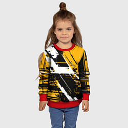 Свитшот детский Diagonal black and white stripes on a yellow backg, цвет: 3D-красный — фото 2