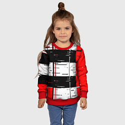 Свитшот детский Чёрные и красные полосы на белом фоне, цвет: 3D-красный — фото 2