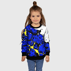 Свитшот детский Сине-жёлтая абстракция на белом фоне, цвет: 3D-черный — фото 2