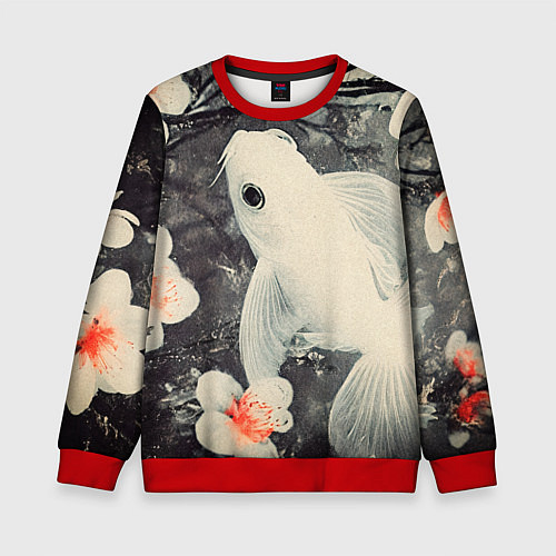 Детский свитшот Рыбка с цветами - нейросеть / 3D-Красный – фото 1
