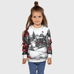 Свитшот детский Бело-красное новогоднее настроение, цвет: 3D-белый — фото 2