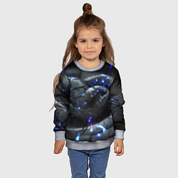 Свитшот детский Металлическая змея киберпанк, цвет: 3D-меланж — фото 2