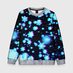 Детский свитшот Неоновые снежинки глитч