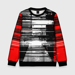 Детский свитшот Горизонтальные чёрные линии на бело-красном фоне