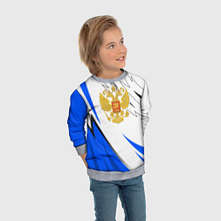 Свитшот детский Российский синий - герб, цвет: 3D-меланж — фото 2