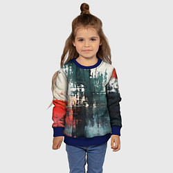 Свитшот детский Чёрно-красная ржавчина на белом фоне, цвет: 3D-синий — фото 2