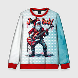 Свитшот детский Санта играет на электрогитаре, цвет: 3D-красный