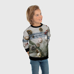 Свитшот детский Новогодние украшения, цвет: 3D-черный — фото 2