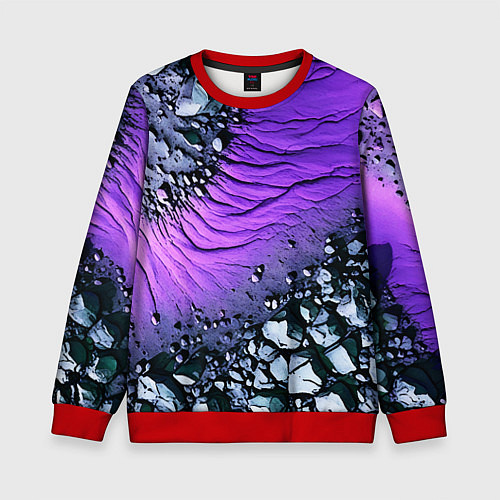 Детский свитшот Камни и фиолетовая земля / 3D-Красный – фото 1
