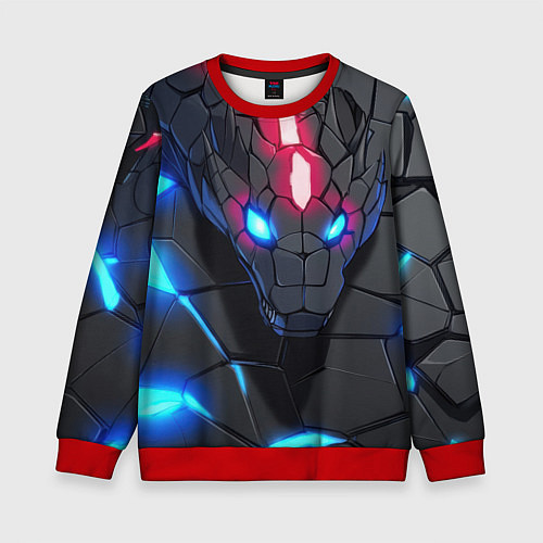 Детский свитшот Кибер-змея / 3D-Красный – фото 1