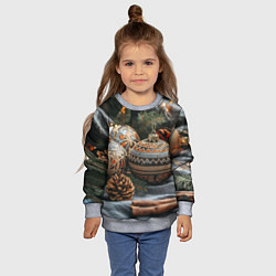 Свитшот детский Новогодние шары и шишки, цвет: 3D-меланж — фото 2