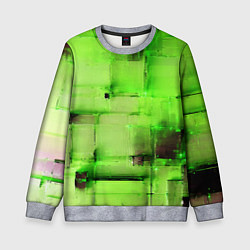 Свитшот детский Чёрные пятна на зелёном фоне абстракция, цвет: 3D-меланж