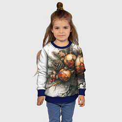 Свитшот детский Новогодние игрушки и шишки, цвет: 3D-синий — фото 2