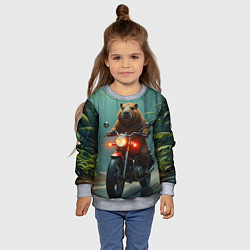 Свитшот детский Капибара на мотоцикле в джунглях, цвет: 3D-меланж — фото 2