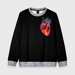 Свитшот детский Яркое стеклянное сердце огонь внутри, цвет: 3D-меланж