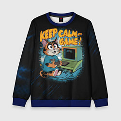 Свитшот детский Котик игроман, цвет: 3D-синий