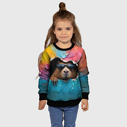 Свитшот детский Капибара в стене, цвет: 3D-черный — фото 2