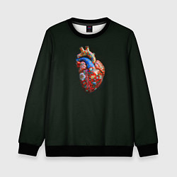 Свитшот детский Керамическое сердце с росписью, цвет: 3D-черный