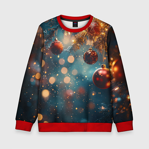 Детский свитшот Новый год боке стиль / 3D-Красный – фото 1