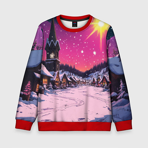 Детский свитшот Закат рождества / 3D-Красный – фото 1