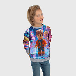 Свитшот детский Roblox в неоновом городе, цвет: 3D-меланж — фото 2