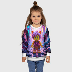 Свитшот детский Роблокс с фиолетовыми волосами, цвет: 3D-белый — фото 2