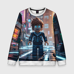 Свитшот детский Roblox испуганный человечек, цвет: 3D-белый