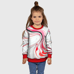 Свитшот детский Волнистые чёрно-красные линии на белом фоне, цвет: 3D-красный — фото 2