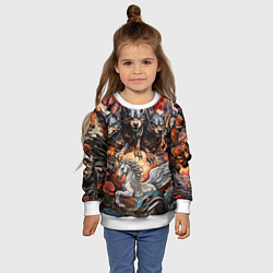 Свитшот детский Мифические существа в стиле татуировки Ирезуми, цвет: 3D-белый — фото 2