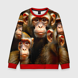 Свитшот детский Макаки, цвет: 3D-красный
