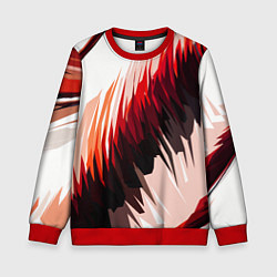 Детский свитшот Чёрно-красные острые полосы на белом фоне