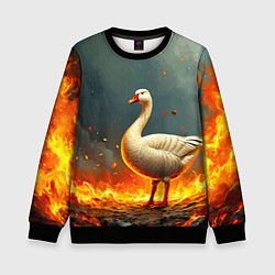 Свитшот детский Гусь в огне, цвет: 3D-черный