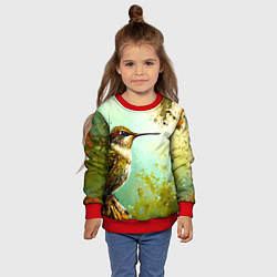 Свитшот детский Колибри птичка, цвет: 3D-красный — фото 2