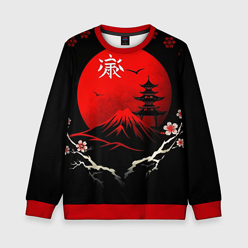 Детский свитшот Japan red black nature / 3D-Красный – фото 1