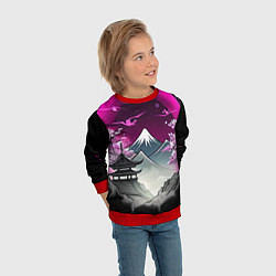Свитшот детский Горы и сакура в Японии, цвет: 3D-красный — фото 2