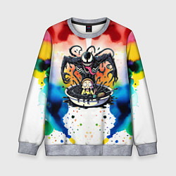 Свитшот детский Веном присмотрелся к Морти - ядовитая слизь, цвет: 3D-меланж