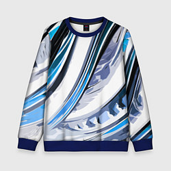 Детский свитшот Волнистая бело-синяя абстракция