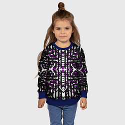 Свитшот детский Чёрно-фиолетовые диагональные полосы на белом фоне, цвет: 3D-синий — фото 2
