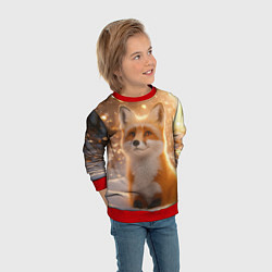 Свитшот детский Рыжая лисичка в снежном лесу, цвет: 3D-красный — фото 2
