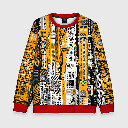 Детский свитшот Cyberpunk pattern yellow / 3D-Красный – фото 1