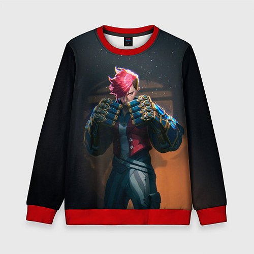 Детский свитшот Вай в силовых перчатках Аркейн / 3D-Красный – фото 1