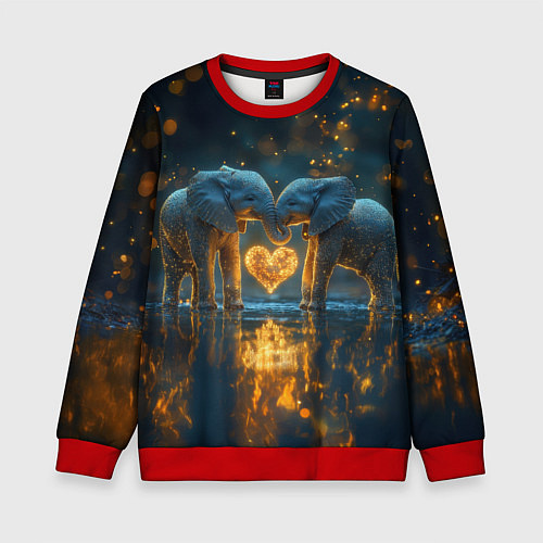 Детский свитшот Влюбленные слоны / 3D-Красный – фото 1