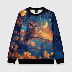 Свитшот детский Сова на ветке, цвет: 3D-черный