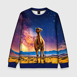 Свитшот детский Верблюд и звездное небо, цвет: 3D-синий