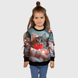 Свитшот детский Котик с сердечком, цвет: 3D-черный — фото 2