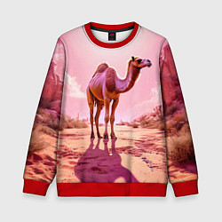Свитшот детский Верблюд в розовой пустыне, цвет: 3D-красный