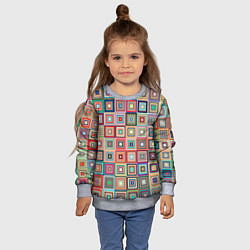 Свитшот детский Квадратная мозаика, цвет: 3D-меланж — фото 2