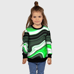 Свитшот детский Волнистые горизонтальные чёрно-зелёные полосы на б, цвет: 3D-черный — фото 2